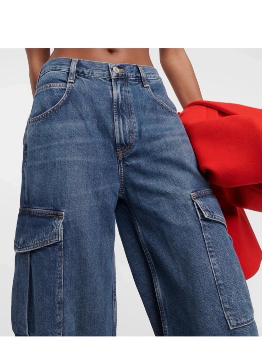 Agolde Dark Blue Wide-Leg Utility Jeans - Picture 3 of 10